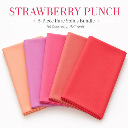 Strawberry Punch Pure Solids Bundle by Art Gallery Fabrics | 5 Piece Pink Red Coral Peach Fabric | Bright Quilting Cotton Bundle