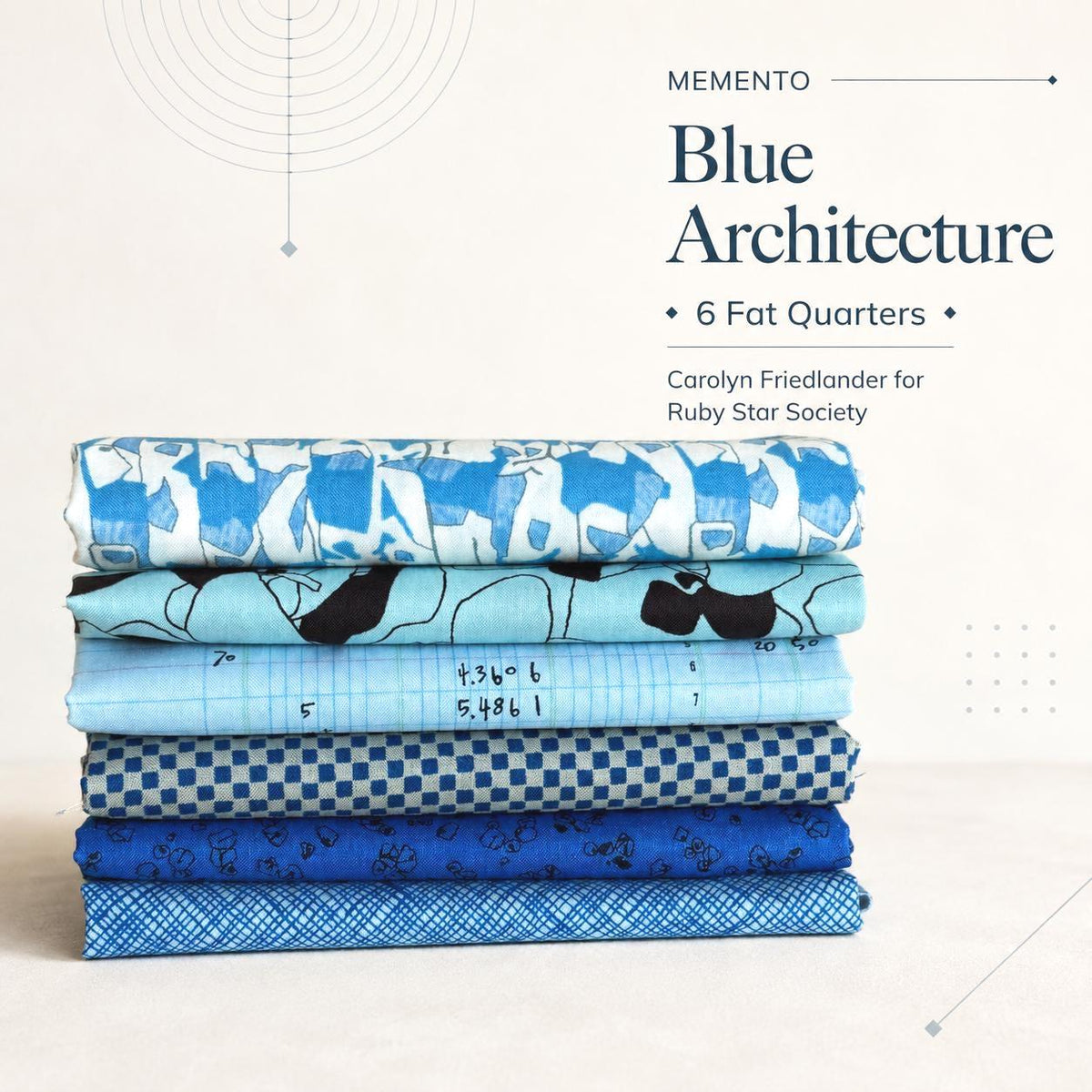 Blue Architecture Fabric Bundle | Memento by Carolyn Friedlander for Ruby Star Society | 6 Piece Fat Quarter Bundle