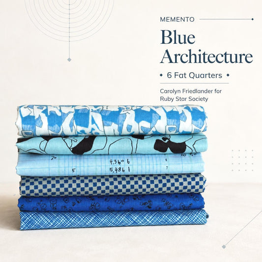 Blue Architecture Fabric Bundle | Memento by Carolyn Friedlander for Ruby Star Society | 6 Piece Fat Quarter Bundle