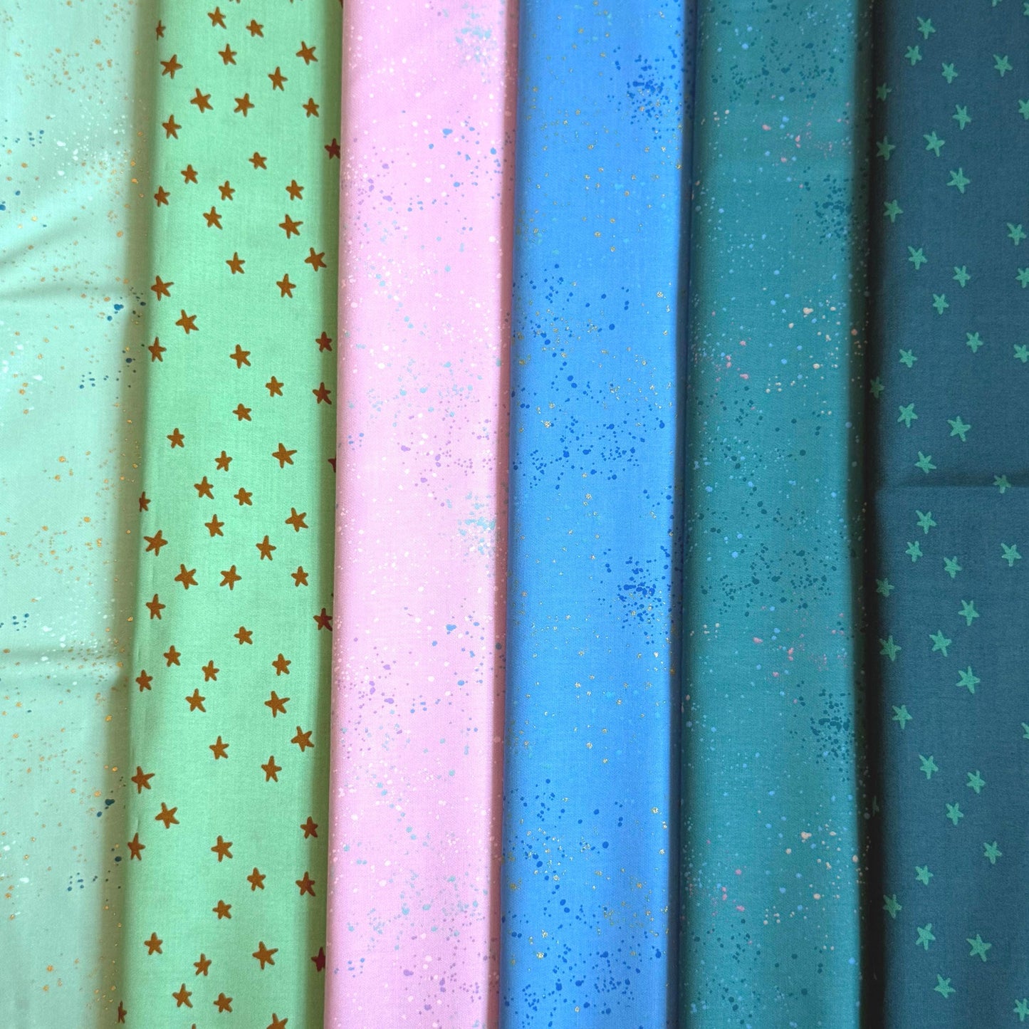 Mermaid Lagoon Fabric Bundle, 6 Piece Ruby Star Society Starry & Speckled, Mint Teal Blue Lavender, Fat Quarter or Half Yard