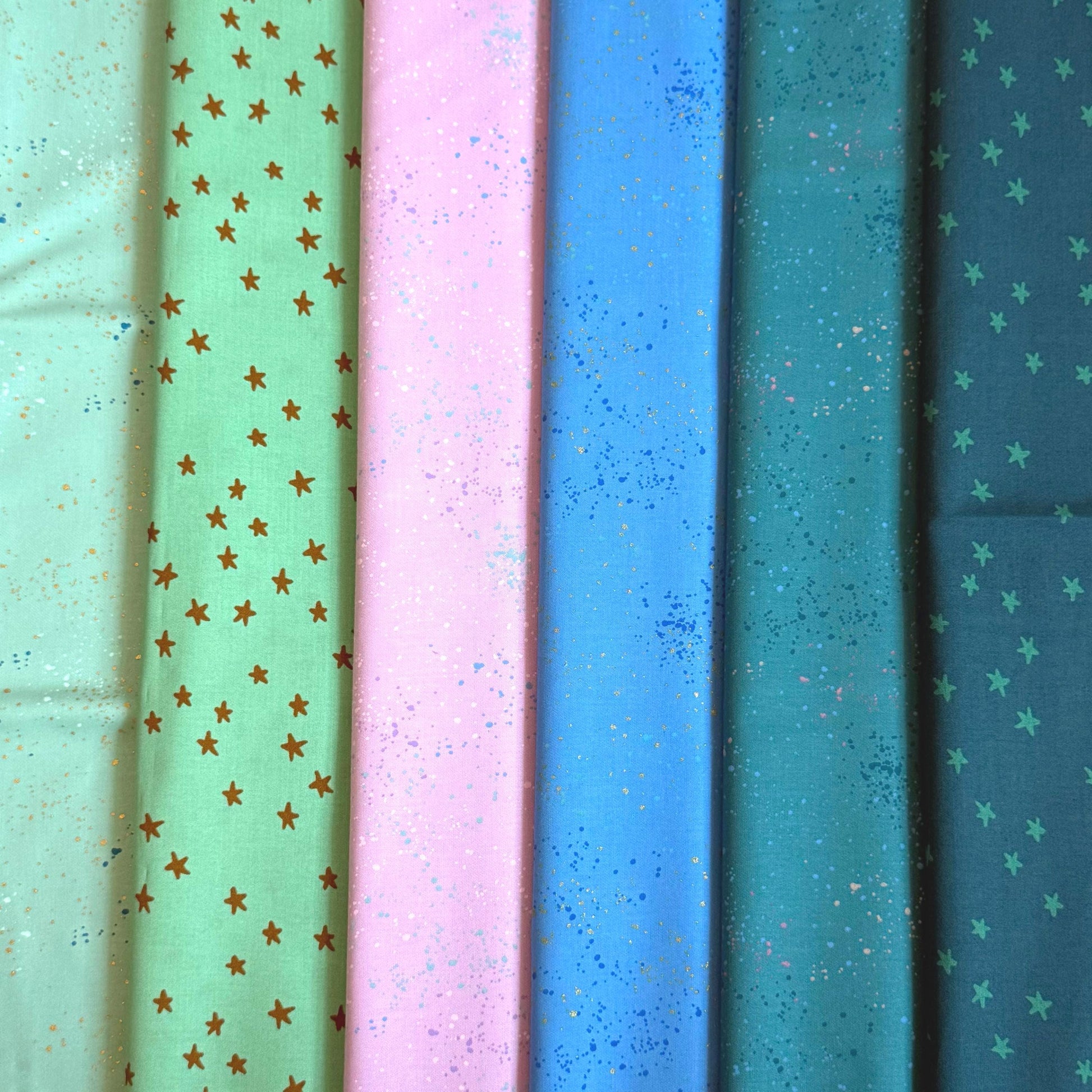 Mermaid Lagoon Fabric Bundle, 6 Piece Ruby Star Society Starry & Speckled, Mint Teal Blue Lavender, Fat Quarter or Half Yard