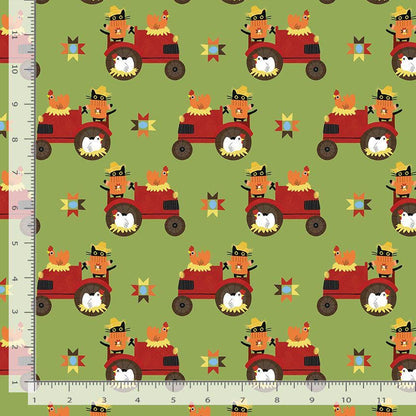 Bok Bok Meow Fabric Bundle by Leezaworks for Dear Stella | 9 Piece Cat Chicken Farm Quilting Cotton Bundle