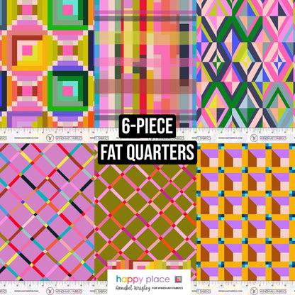Color Crush Fat Quarter Bundle | Happy Place Annabel Wrigley | 6 Piece Rainbow Colorful Windham Fabric Bundle