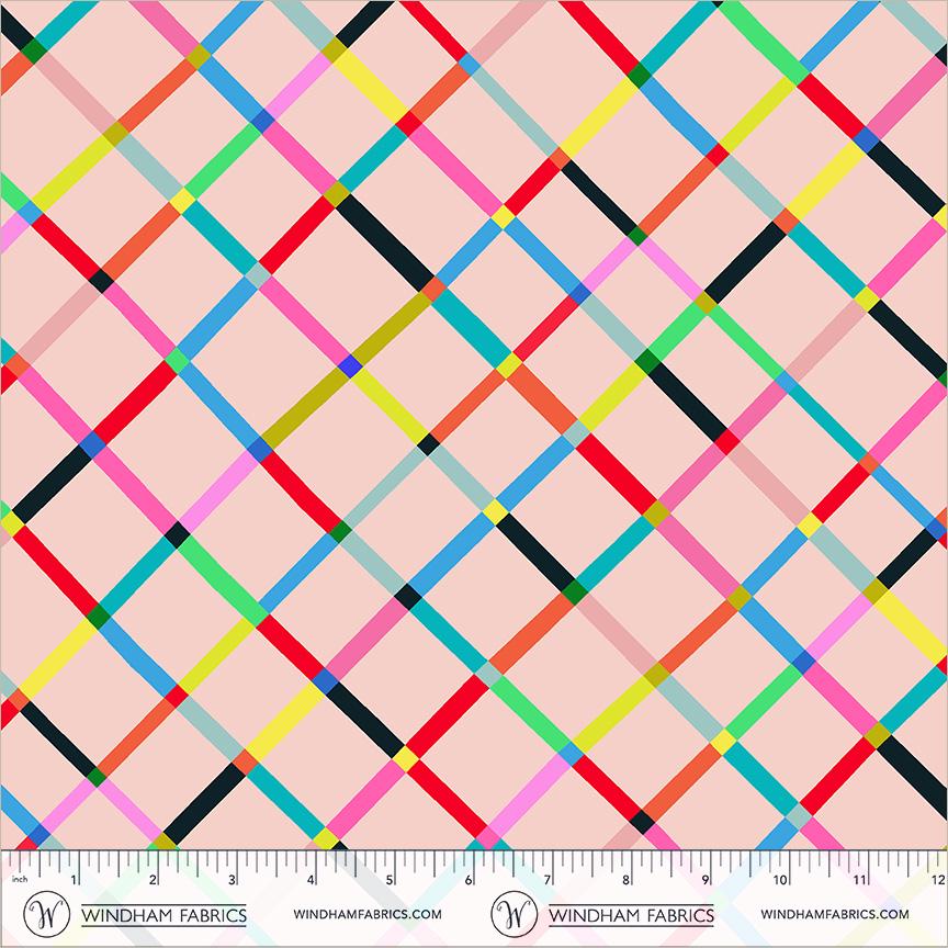 Happy Place Blush Fabric | Crossing 55375D-9 | Annabel Wrigley Windham Fabrics | Pink Plaid Quilting Cotton