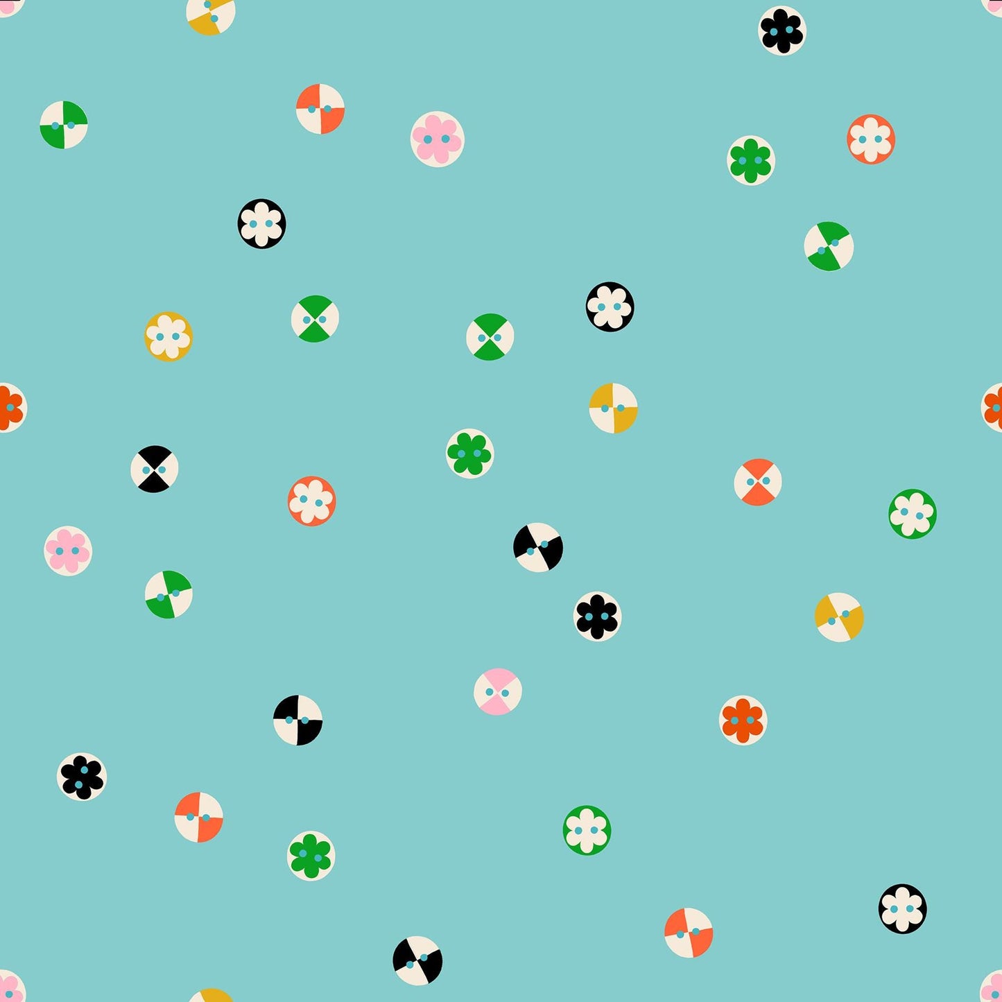 1-800-NOTION Buttons Cloudless Fabric by Ruby Star Society | RS5208 15 | Aqua Sewing Notions Quilting Cotton