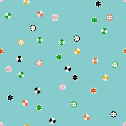 1-800-NOTION Buttons Cloudless Fabric by Ruby Star Society | RS5208 15 | Aqua Sewing Notions Quilting Cotton