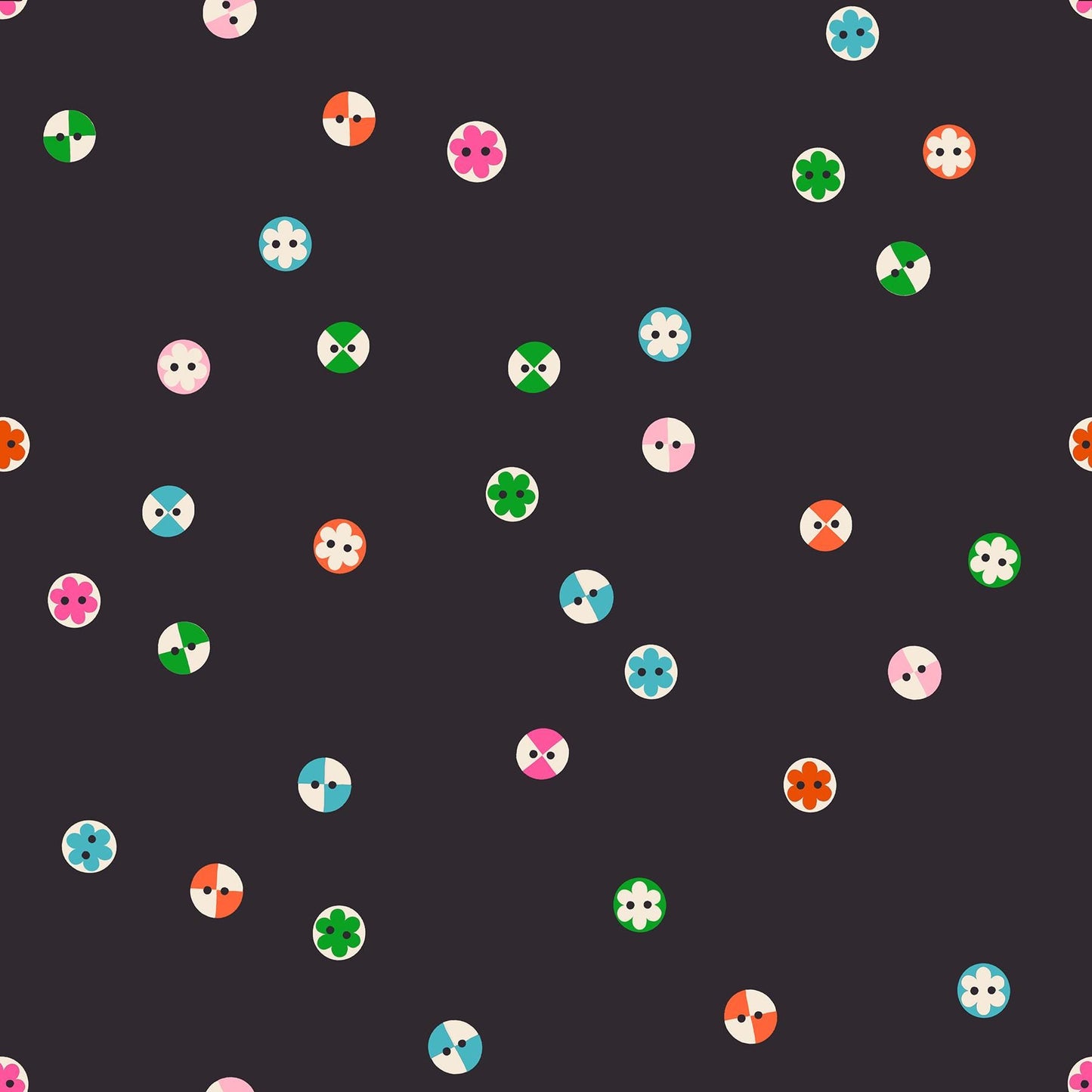 1-800-NOTION Buttons Soft Black Fabric by Ruby Star Society | RS5208 17 | Sewing Notions Novelty Quilting Cotton