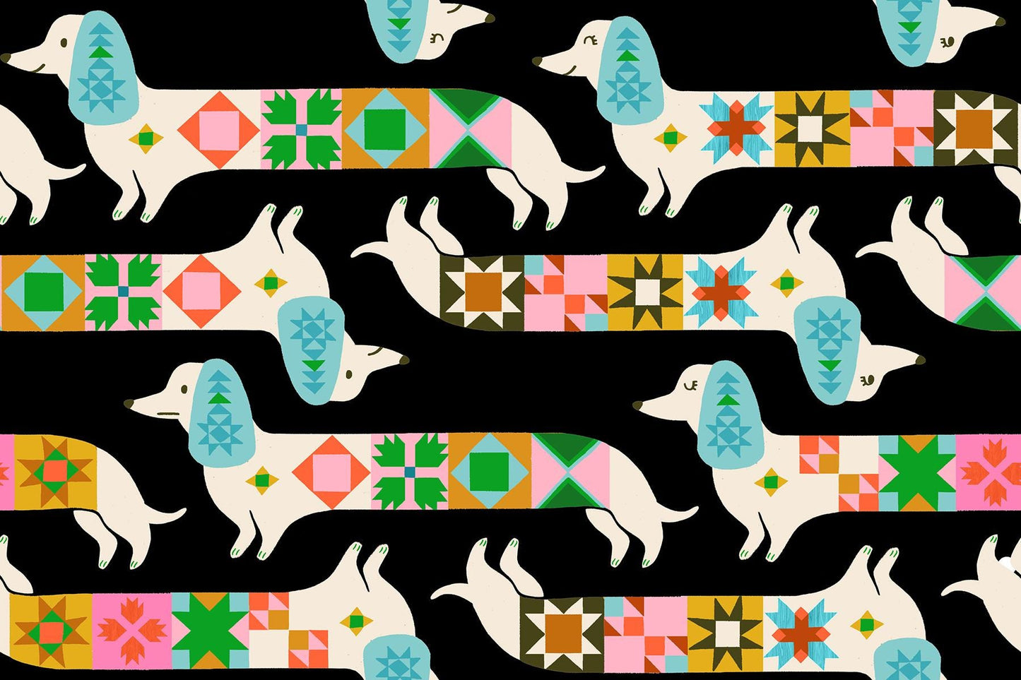 1-800-NOTION Quilty Dog Soft Black Fabric by Ruby Star Society | RS5213 13 | Dachshund Dog Novelty Quilting Cotton