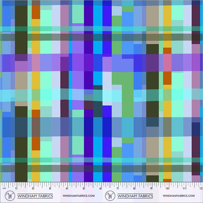 Happy Place Passage Beach Glass Fabric | 55373D-4 | Annabel Wrigley Windham Fabrics | Aqua Blue Plaid Quilting Cotton