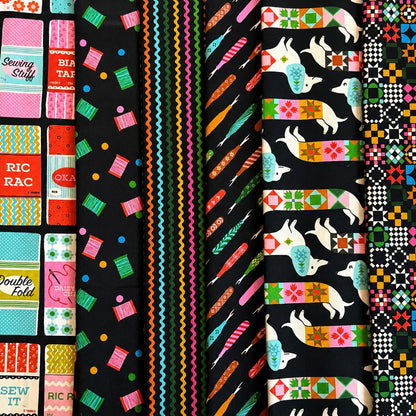 Midnight Maker Fabric Bundle | 1-800-NOTION by Ruby Star Society | 6 Piece Soft Black Sewing & Quilting Cotton Bundle