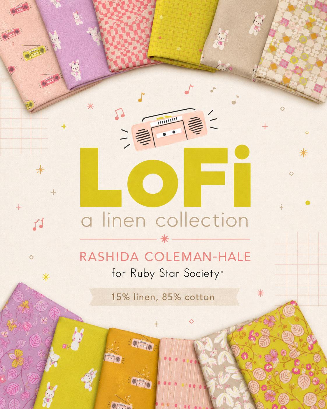 LoFi Linens Power Grid Natural Fabric | Rashida Coleman-Hale Ruby Star Society | Grid Linen Blend RS1135 11CL