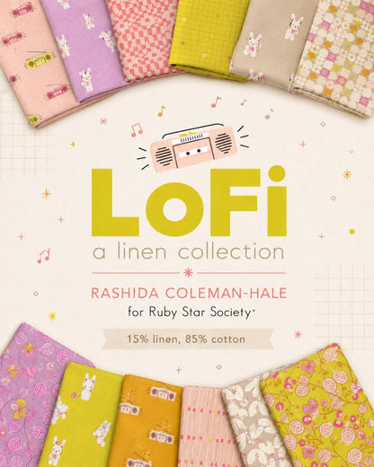 LoFi Linens Power Grid Natural Fabric | Rashida Coleman-Hale Ruby Star Society | Grid Linen Blend RS1135 11CL
