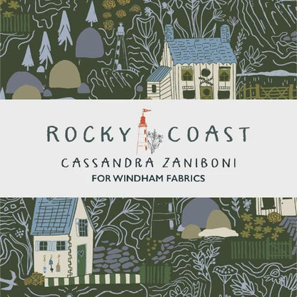 Whale Fabric Ocean Blue, Headwaters Ocean, Rocky Coast Cassandra Zaniboni, Windham Fabrics, Coastal Nautical Cotton 55399-5