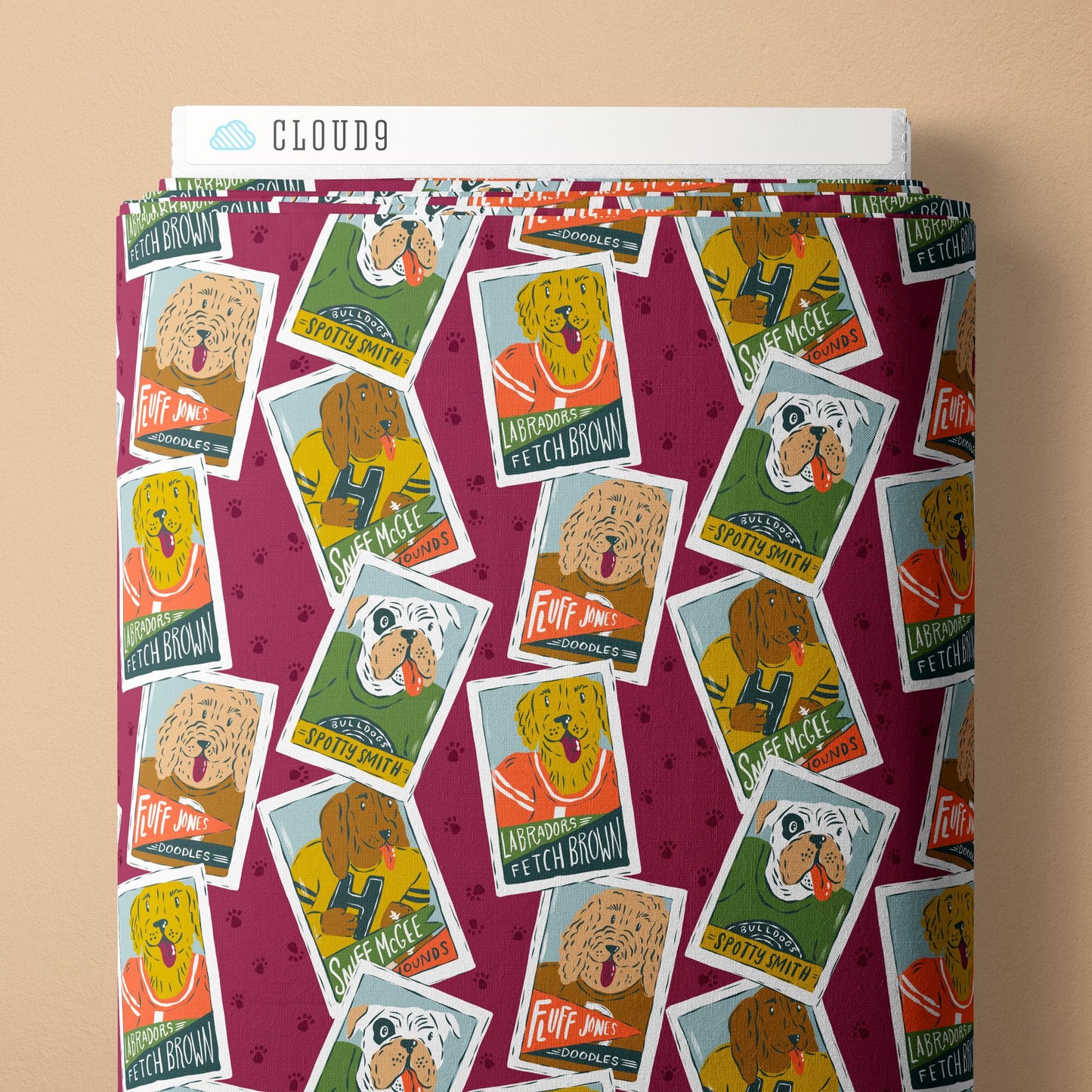 Professional Arf-letes Plum Multi Fabric | Touchdowns & Tailwags by Krissy Mast Cloud9 | Organic Cotton Football Dog Fabric 229544