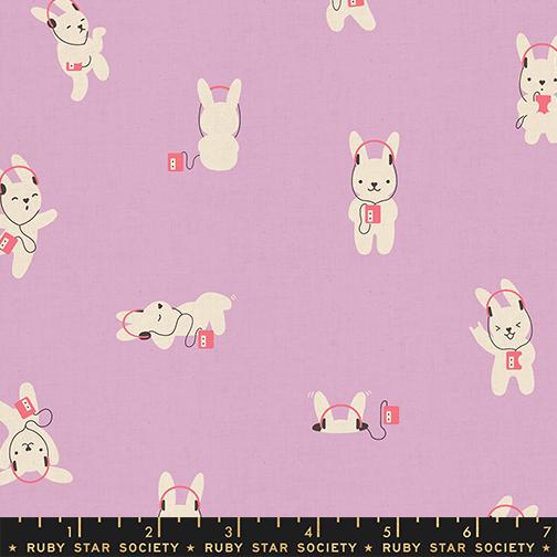LoFi Linens Rabbeats Wisteria Fabric | Rashida Coleman-Hale Ruby Star Society | Bunny Lavender Linen Blend RS1129 21CL