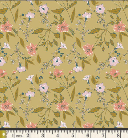 Romantic Notion | Charming One by Sharon Holland | Art Gallery Fabrics | CHO-64108 | Olive Floral Quilting Cotton