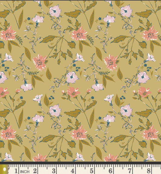 Romantic Notion | Charming One by Sharon Holland | Art Gallery Fabrics | CHO-64108 | Olive Floral Quilting Cotton
