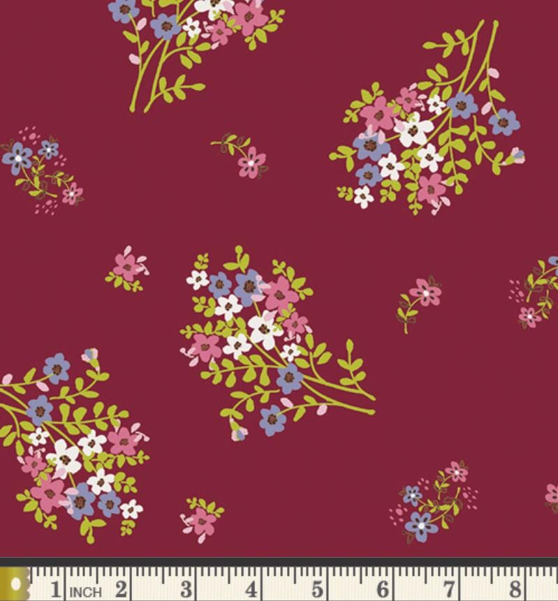 Love Bouquet Claret by Bari J for Art Gallery Fabrics | My Mother’s Daughter | MMD-47302 | Burgundy Pink Floral Quilting Cotton