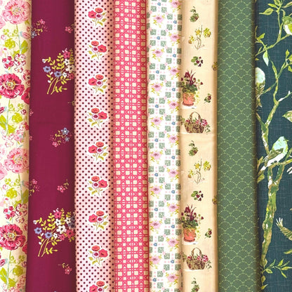 Peony Garden 8 Piece Fabric Bundle | My Mother’s Daughter by Bari J | Art Gallery Fabrics | Fat Quarter or Half Yard