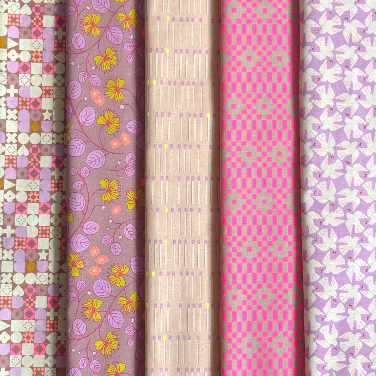 LoFi Blush Bloom 5 Piece Fabric Bundle | Ruby Star Society | Rashida Coleman-Hale | Pink Lavender Fat Quarter Bundle