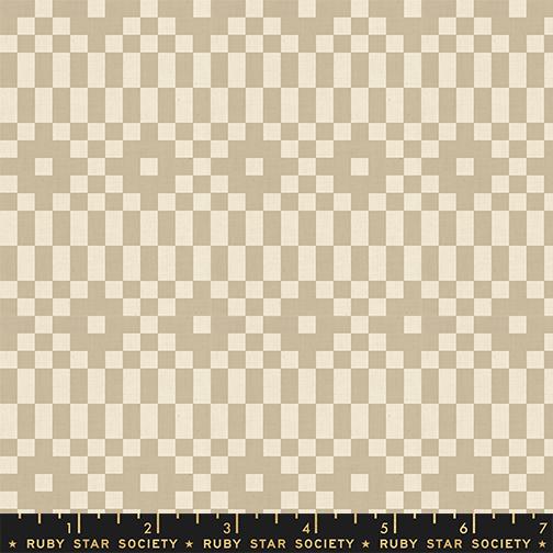 LoFi Linens Bitmapped Khaki Fabric | Rashida Coleman-Hale Ruby Star Society | Neutral Geometric Linen Blend RS1136 21CL