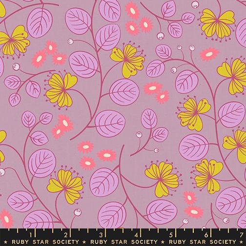 LoFi Linens Caper Floral Lilac Fabric | Rashida Coleman-Hale Ruby Star Society | Lavender Floral Linen Blend RS1133 21CL