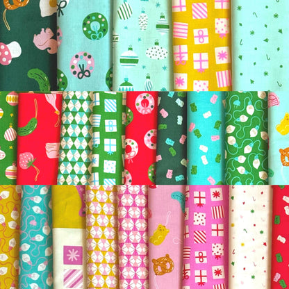 Merry Happy Fat Quarter Bundle 23 Piece | Ruby Star Society Christmas Fabric | 22 Fat Quarters + Half Yard Panel | Holiday Quilt Fabric