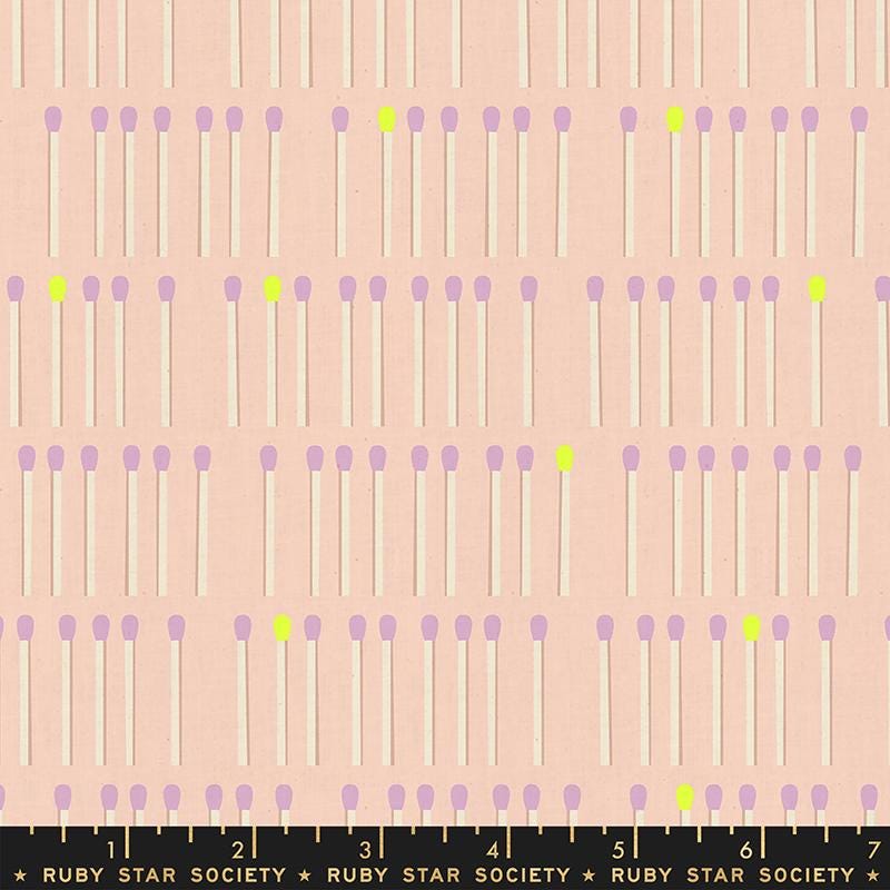 LoFi Linens Meet Your Match Peach Blossom Fabric | Rashida Coleman-Hale Ruby Star Society | Matchstick Linen Blend RS1132 15CL