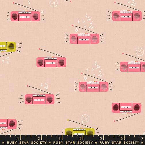 LoFi Linens Boom Peach Blossom Fabric | Rashida Coleman-Hale Ruby Star Society | Retro Radio Linen Blend RS1130 21CL