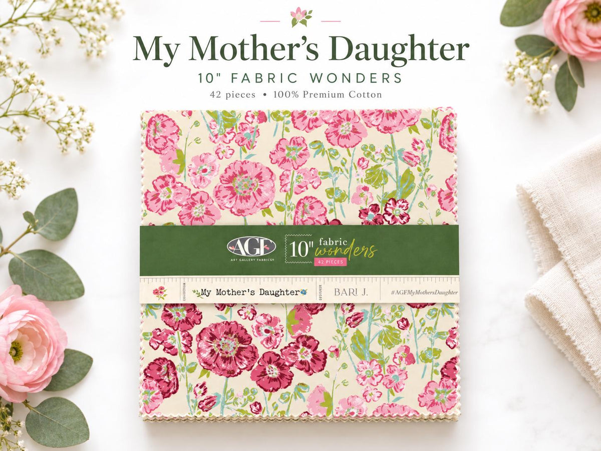 My Mother’s Daughter 10" Fabric Wonders by Bari J. | Art Gallery Fabrics | 42 Piece Layer Cake Precut | Floral Quilt Fabric