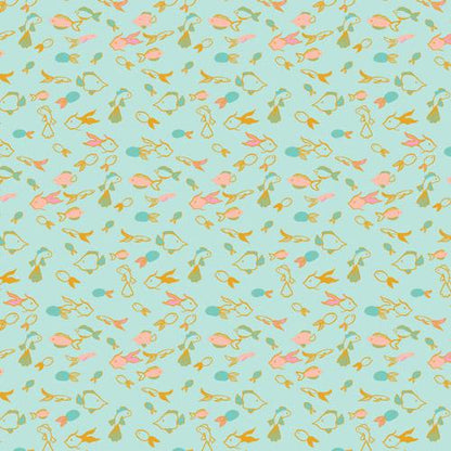 Fin Parade Fabric - Island Life by Patty Basemi - Art Gallery Fabrics Fish Print Cotton - ISL-35503