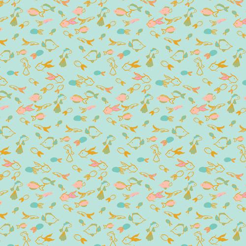 Fin Parade Fabric - Island Life by Patty Basemi - Art Gallery Fabrics Fish Print Cotton - ISL-35503