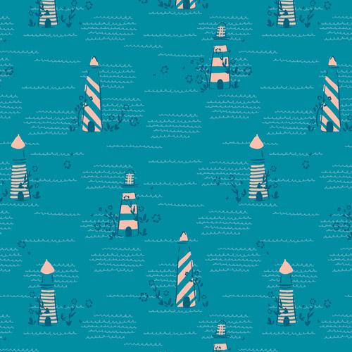 Seaside Signal Fabric - Island Life by Patty Basemi - Art Gallery Fabrics Lighthouse Cotton - ISL-35505