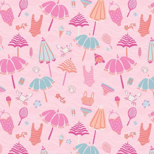 Beach Bundle Fabric - Island Life by Patty Basemi - Art Gallery Fabrics Pink Beach Novelty Cotton - ISL-35511