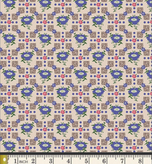 Flower Hedge Petalblue by Bari J for Art Gallery Fabrics | My Mother's Daughter | MMD-57305 | Blue Floral Quilting Cotton