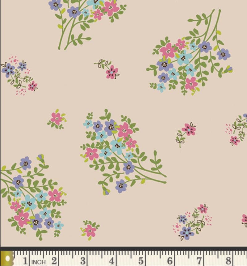 Love Bouquet Mist Fabric, Bari J My Mother’s Daughter, Blue Pink Floral Fabric, Art Gallery Fabrics MMD-57302