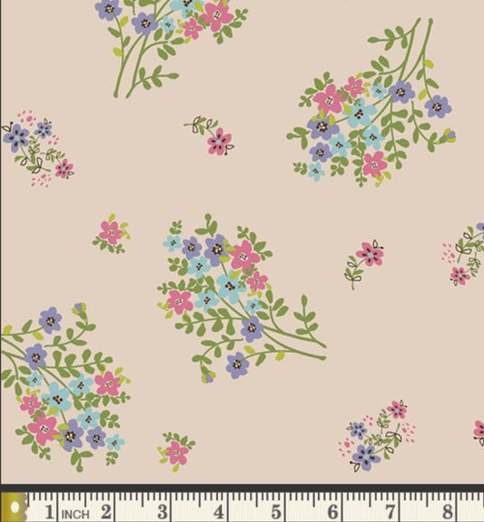 Love Bouquet Mist Fabric, Bari J My Mother’s Daughter, Blue Pink Floral Fabric, Art Gallery Fabrics MMD-57302