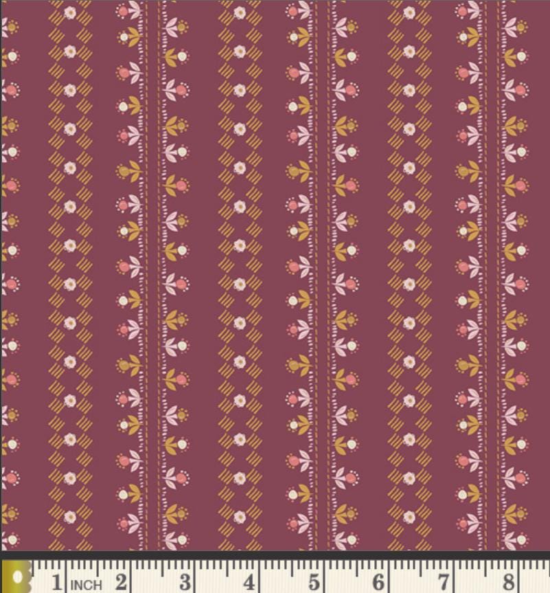 Plum & Petal Fabric Bundle | 5 Fat Quarters | Charming One Sharon Holland | Plum Mauve Floral Art Gallery Fabrics