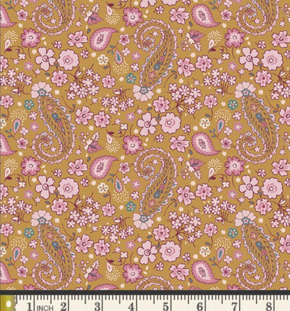 Golden Meadow Fabric Bundle | 5 Fat Quarters | Charming One Sharon Holland | Mustard Ochre Floral Art Gallery Fabrics