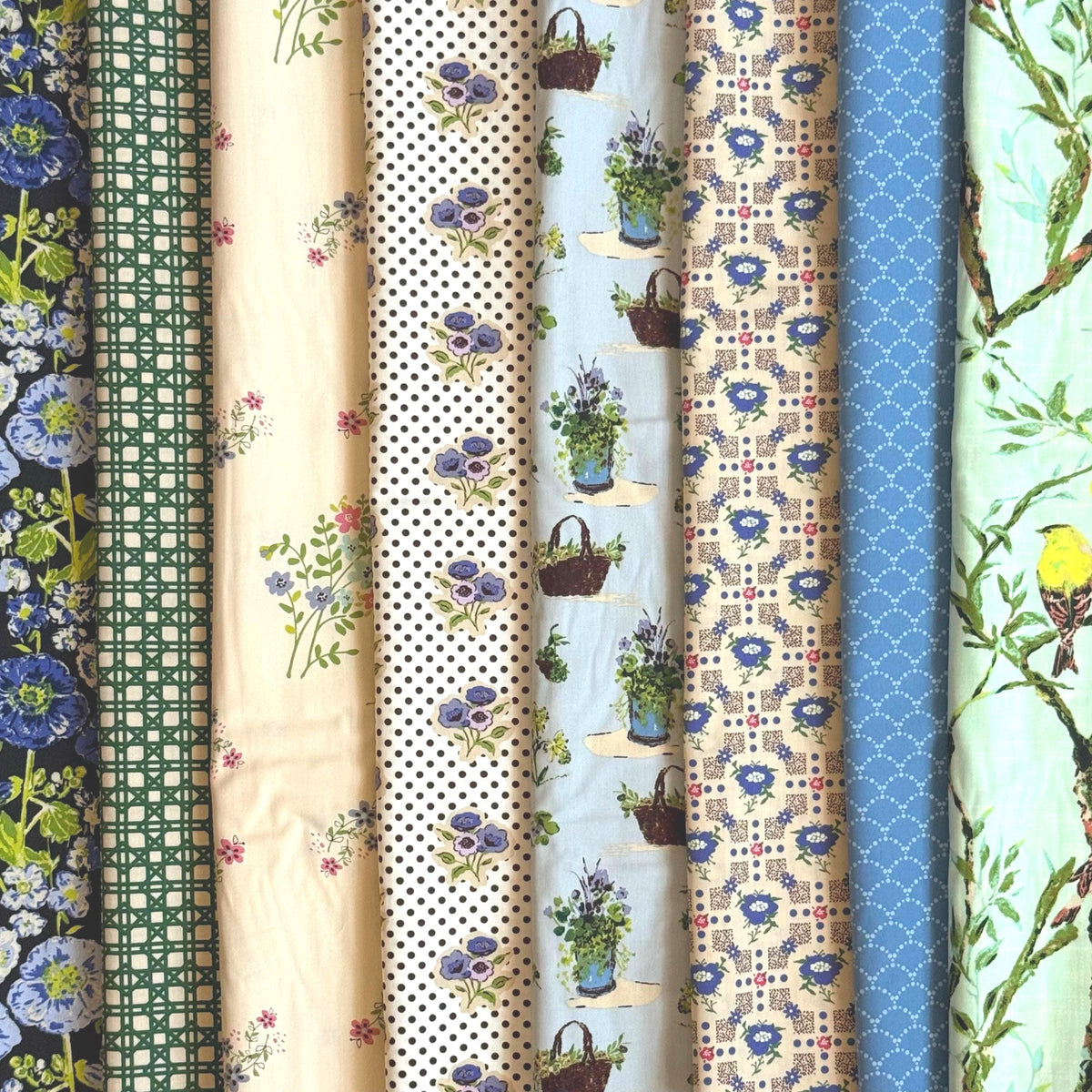 Periwinkle Garden Fabric Bundle, Bari J My Mother’s Daughter, Blue Lavender Fat Quarter Bundle, Art Gallery Fabrics