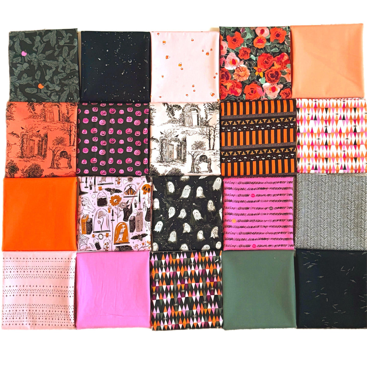 Halloween Fabric Fat Quarter Bundle | 20 Piece Art Gallery Fabrics Assortment | Halloween Quilting Cotton | Little Fawn Exclusive