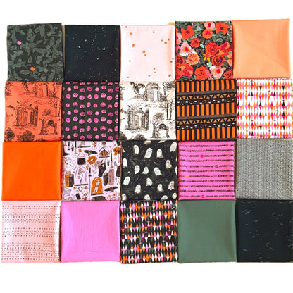 Halloween Fabric Fat Quarter Bundle | 20 Piece Art Gallery Fabrics Assortment | Halloween Quilting Cotton | Little Fawn Exclusive