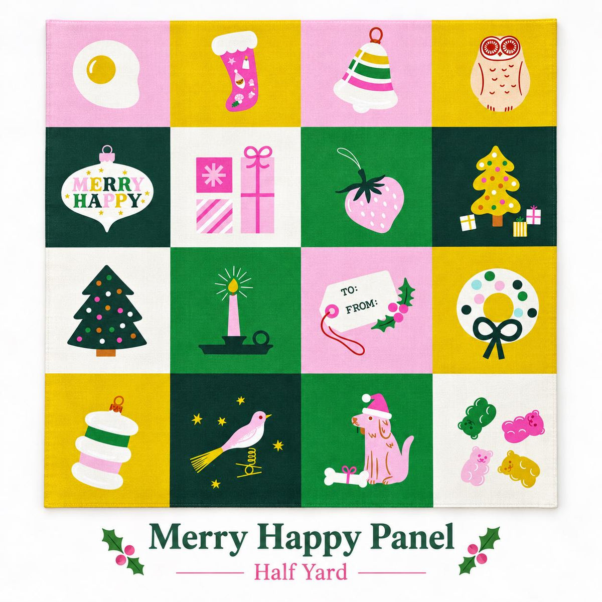 Merry Happy Fat Quarter Bundle 23 Piece | Ruby Star Society Christmas Fabric | 22 Fat Quarters + Half Yard Panel | Holiday Quilt Fabric