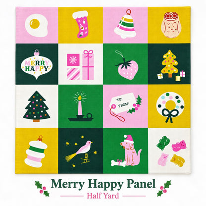 Merry Happy Fat Quarter Bundle 23 Piece | Ruby Star Society Christmas Fabric | 22 Fat Quarters + Half Yard Panel | Holiday Quilt Fabric