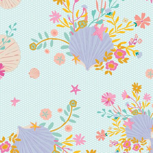 Seaflower Blossom Fabric - Island Life by Patty Basemi - Art Gallery Fabrics Tropical Floral Cotton - ISL-35500
