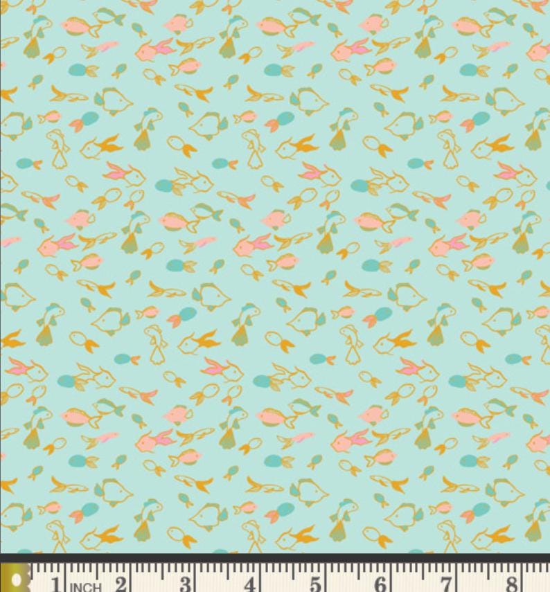 Fin Parade Fabric - Island Life by Patty Basemi - Art Gallery Fabrics Fish Print Cotton - ISL-35503