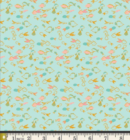 Fin Parade Fabric - Island Life by Patty Basemi - Art Gallery Fabrics Fish Print Cotton - ISL-35503