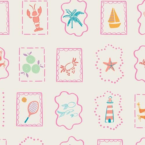 Summer Tokens Fabric - Island Life by Patty Basemi - Art Gallery Fabrics Beach Icon Cotton - ISL-35509