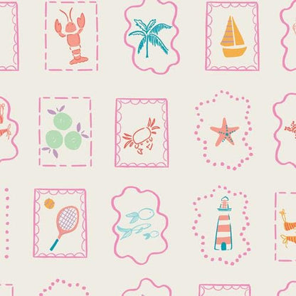 Summer Tokens Fabric - Island Life by Patty Basemi - Art Gallery Fabrics Beach Icon Cotton - ISL-35509