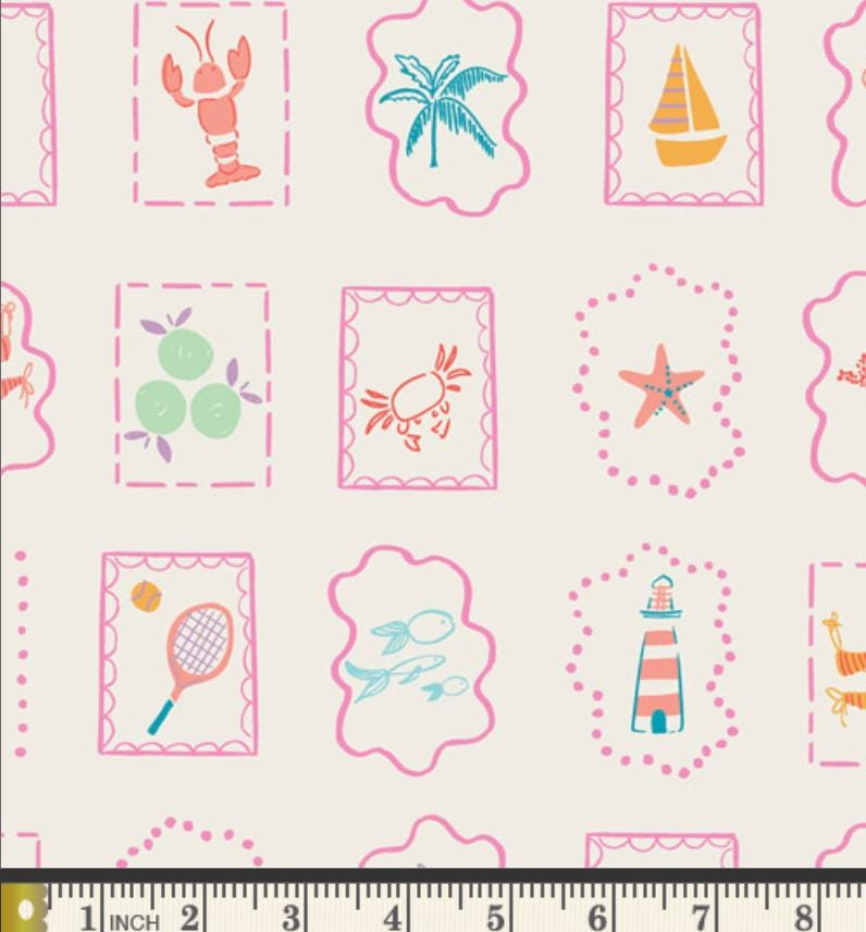 Summer Tokens Fabric - Island Life by Patty Basemi - Art Gallery Fabrics Beach Icon Cotton - ISL-35509